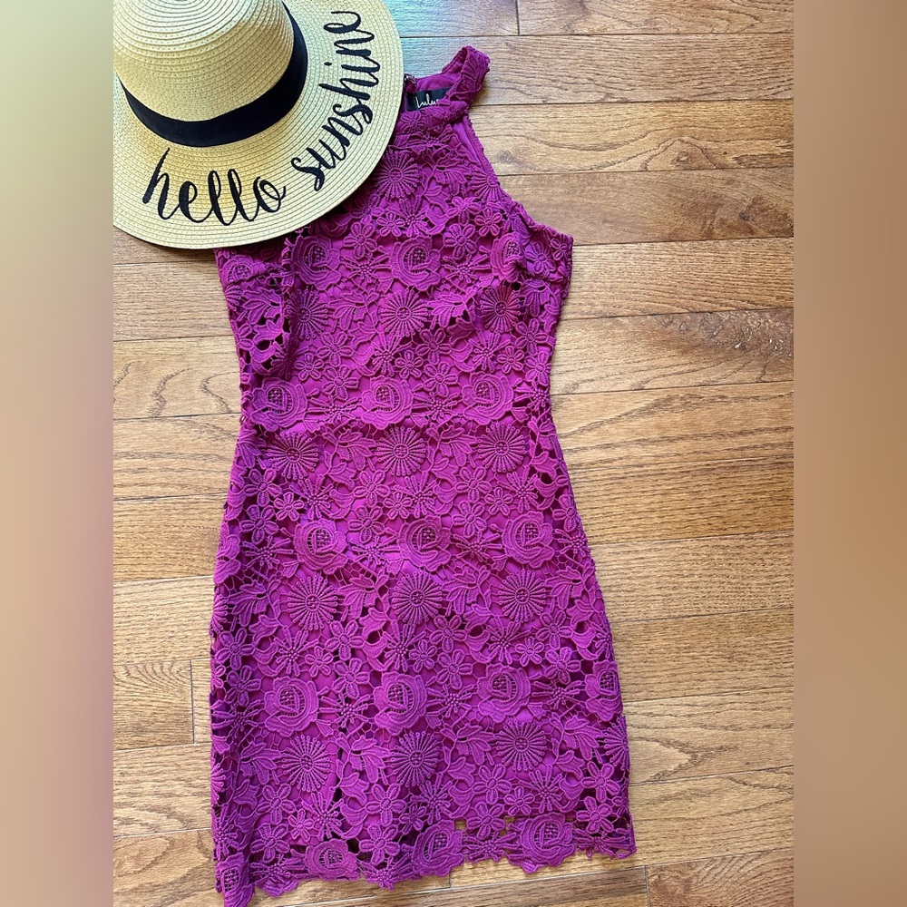 Lulus Love Poem Magenta Lace Dress